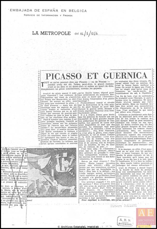 Carta del embajador de España en Bélgica a Alberto Martín-Artajo Álvarez