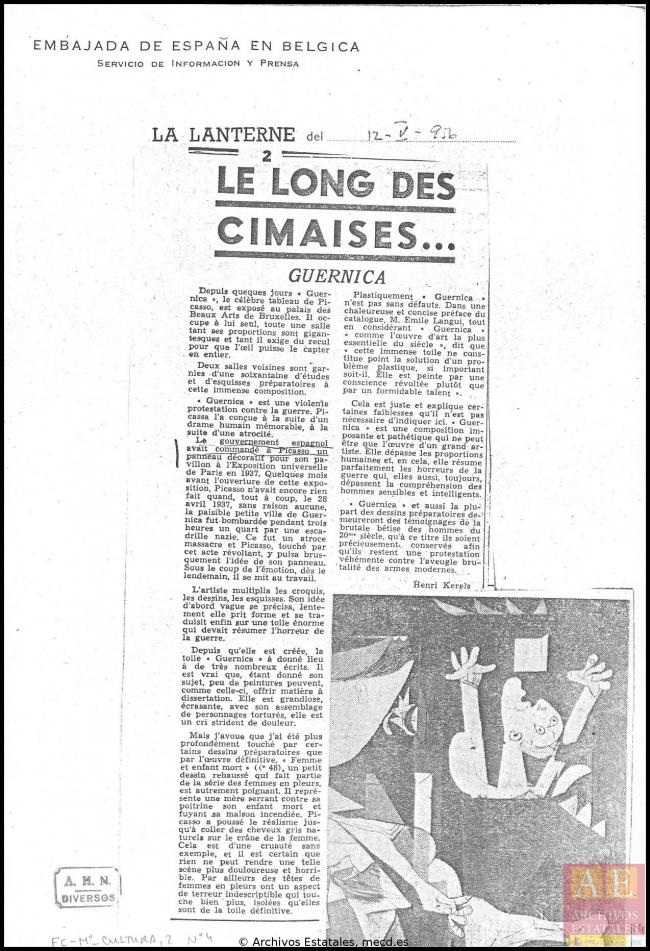 Carta del embajador de España en Bélgica a Alberto Martín-Artajo Álvarez