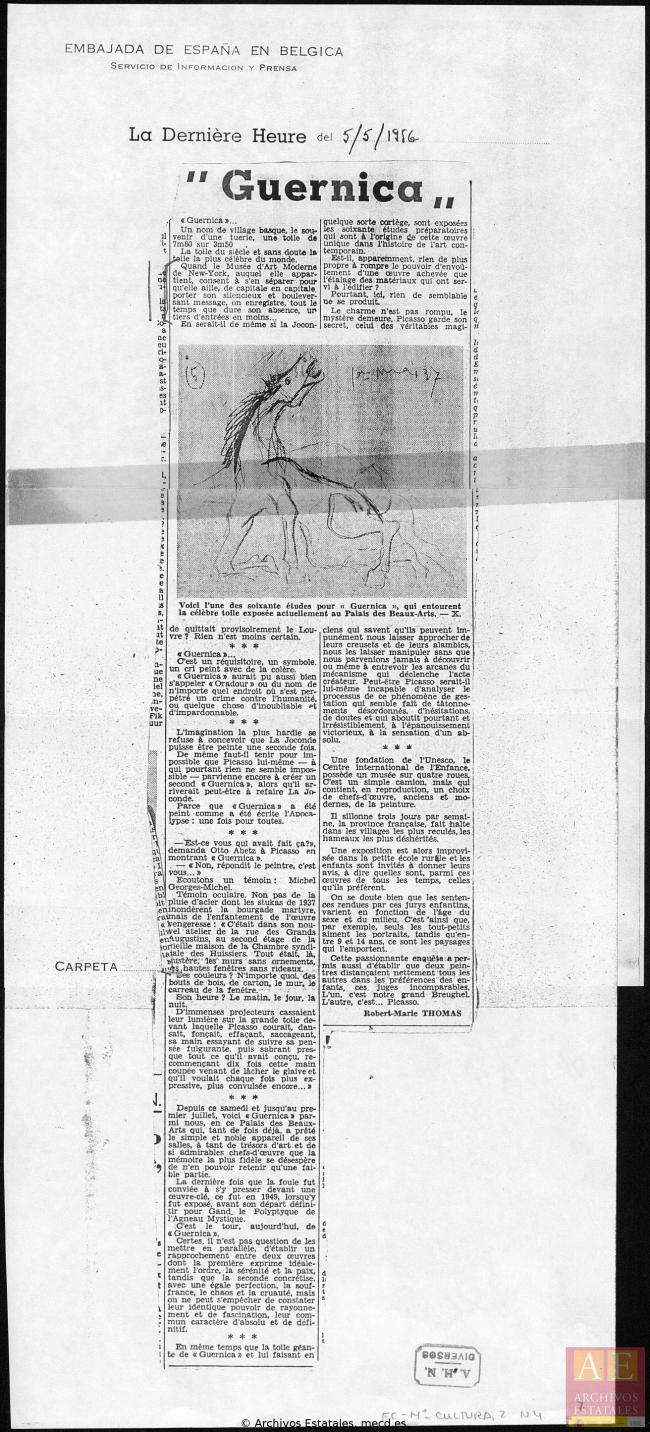 Carta del embajador de España en Bélgica a Alberto Martín-Artajo Álvarez