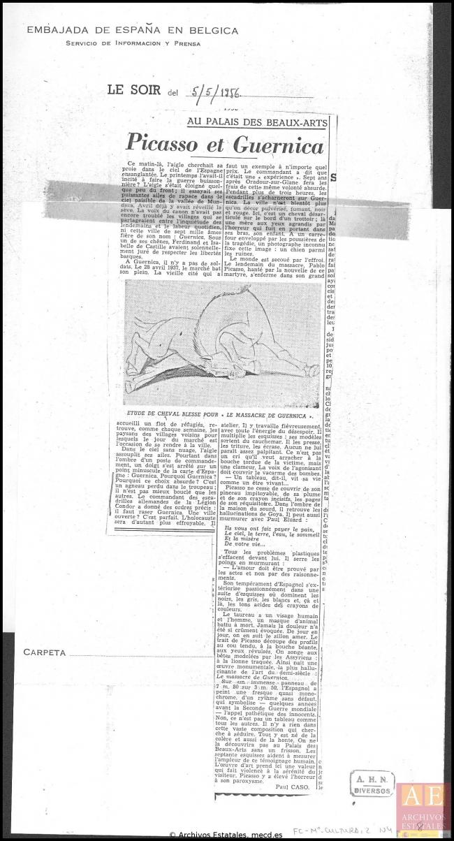 Carta del embajador de España en Bélgica a Alberto Martín-Artajo Álvarez