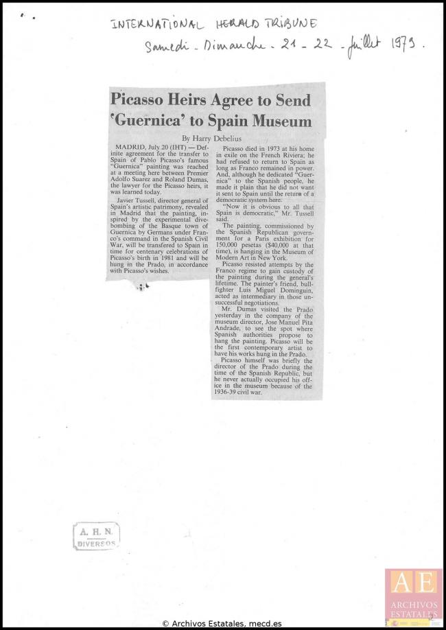 Carta Roland Dumas a Javier Tusell