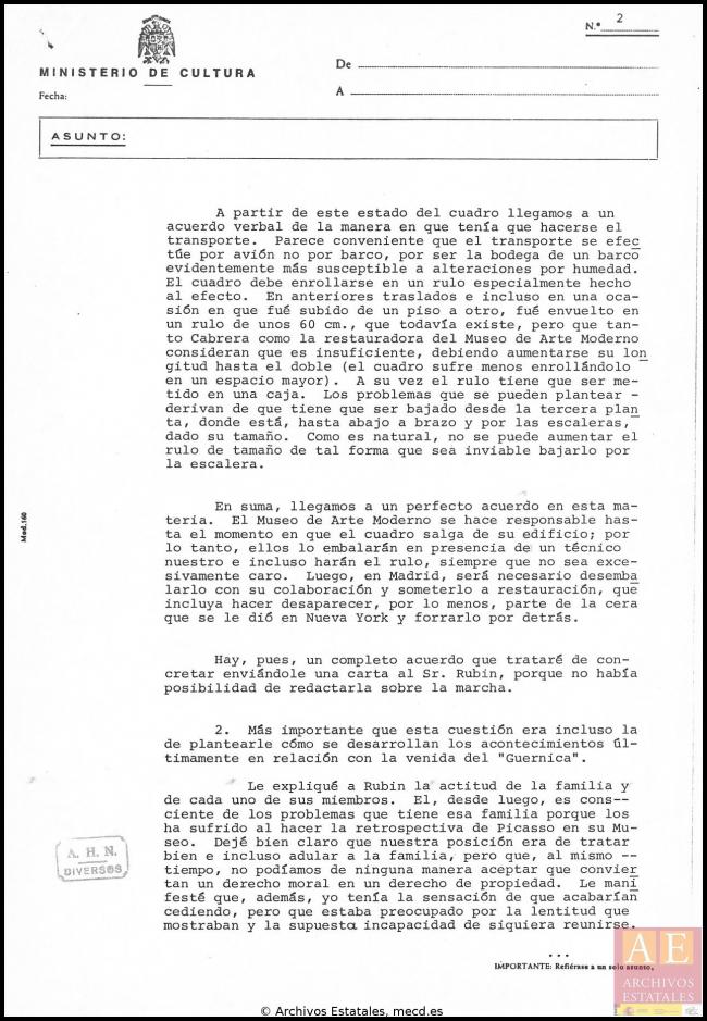 EN Informe de Javier Tusell sobre las negociaciones de traslado de Guernica