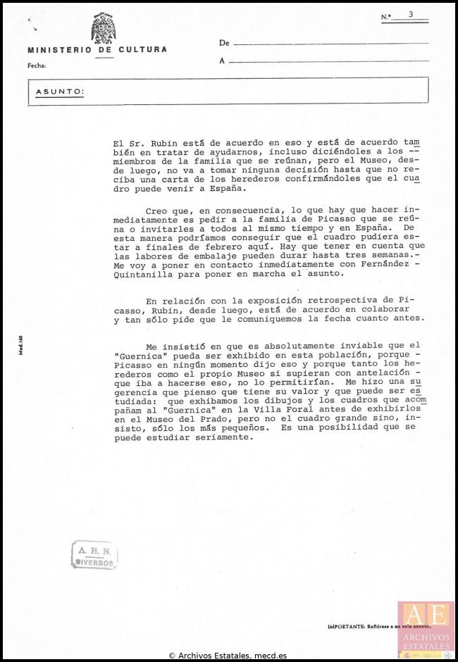 EN Informe de Javier Tusell sobre las negociaciones de traslado de Guernica