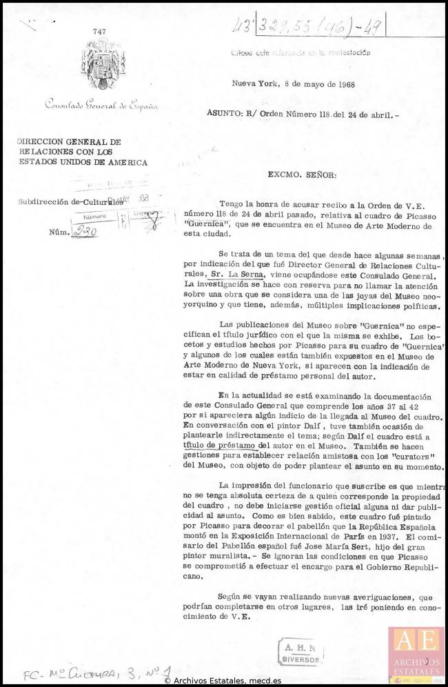 Carta de Antonio Serrano a Fernando María Castiella