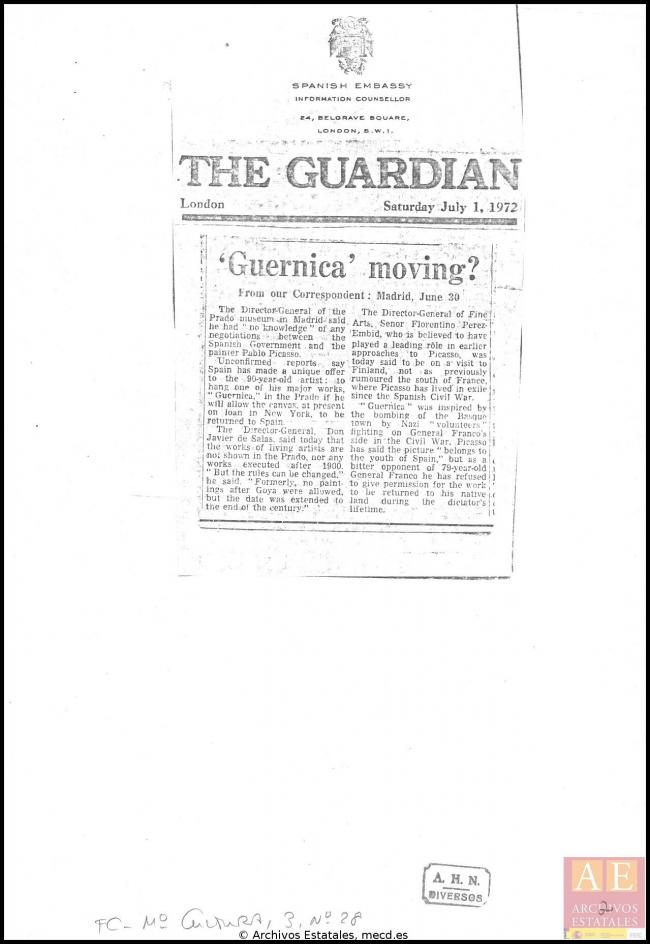 Carta de Xavier de Salas a Florentino Pérez Embid