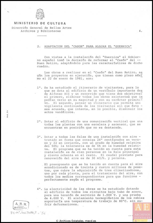 EN Adaptación del Casón del Buen Retiro para alojar el Guernica