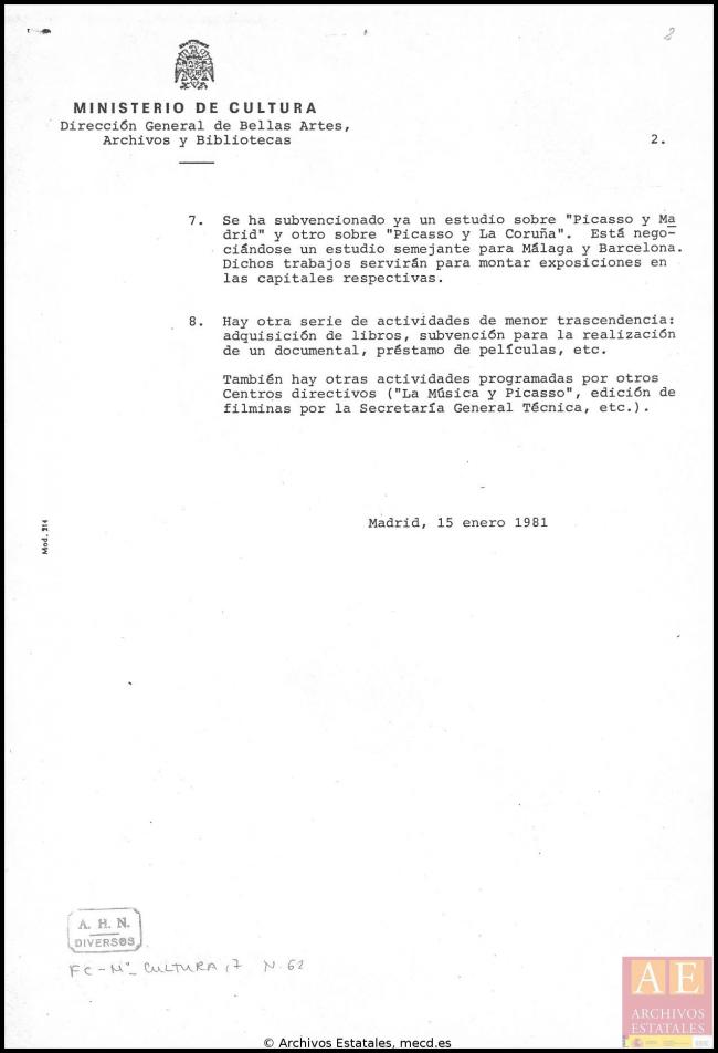 Actos preparados para el centenario de Picasso