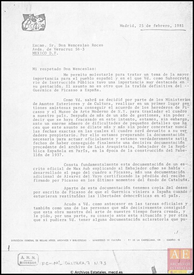 Carta de Javier Tusell a Wenceslao Roces y respuesta