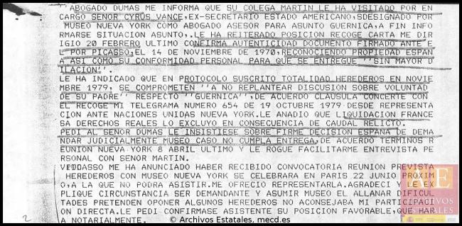 Nota de Carlos Robles Piquer a Javier Tusell