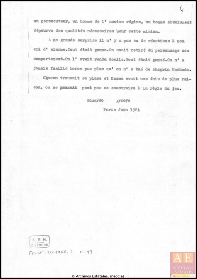 EN Carta de Eduardo Arroyo a Javier Tusell 