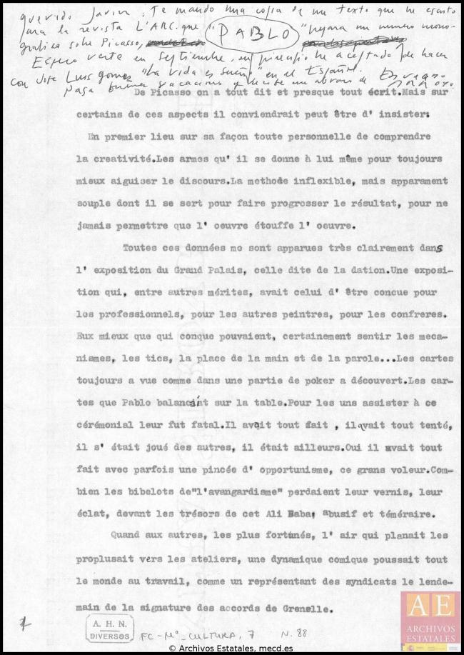 EN Carta de Eduardo Arroyo a Javier Tusell 