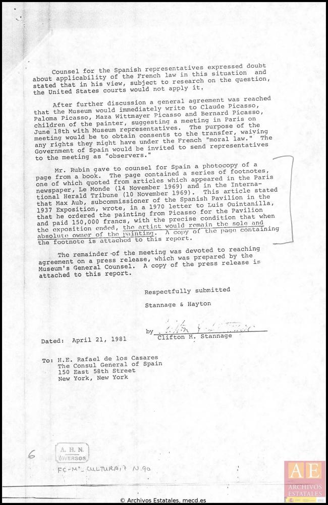 Carta de Rafael Fernández Quintanilla a Carlos Robles Piquer