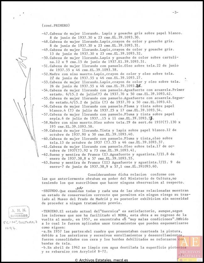 Inventario e informe de conservación de las obras que se recogen en el Museum of Modern Art de Nueva York para enviar a España