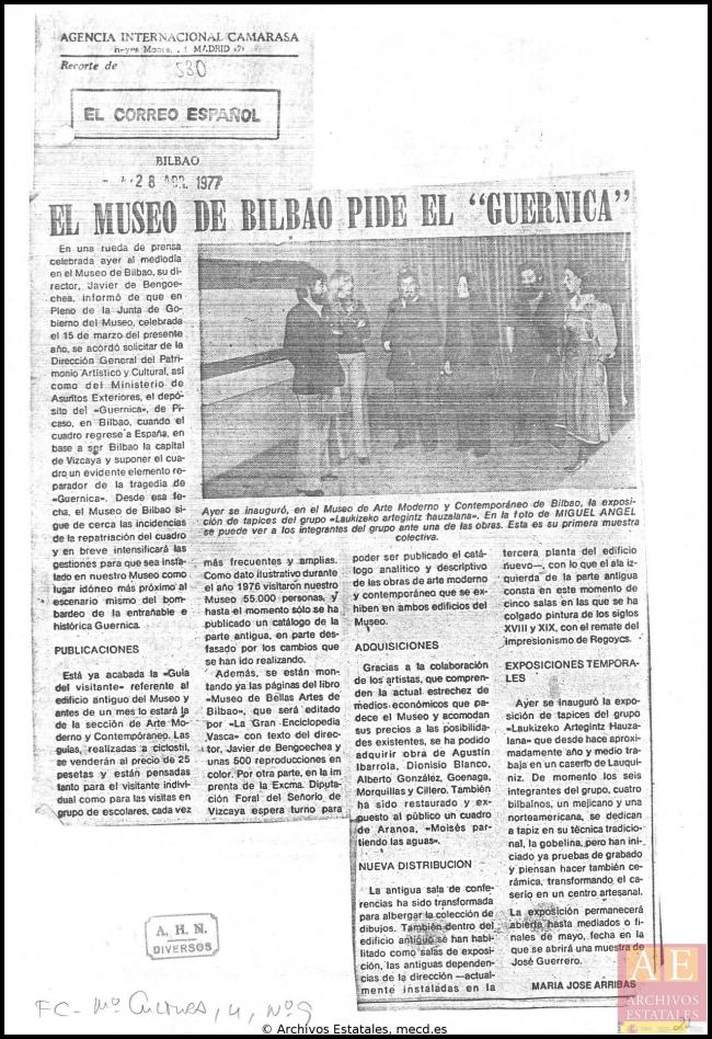 El Museo de Bilbao pide el "Guernica"