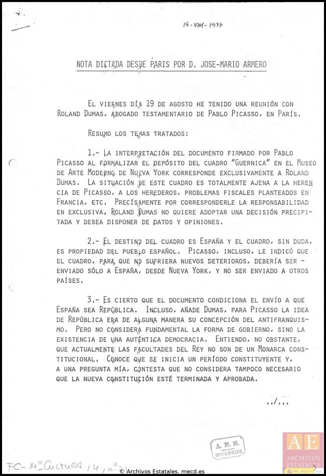 Resumen del encuentro de José Mario Armero con Roland Dumas