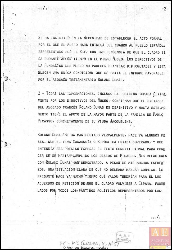 Informe del Ministerio de Cultura sobre el traslado de Guernica