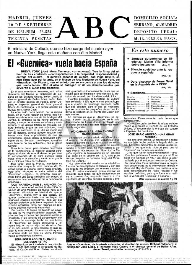 El 'Guernica' vuela hacia España