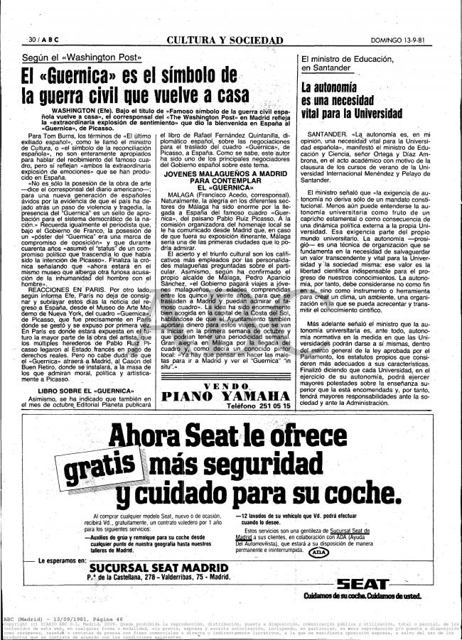 El 'Guernica' es el símbolo de la guerra civil que vuelve a casa