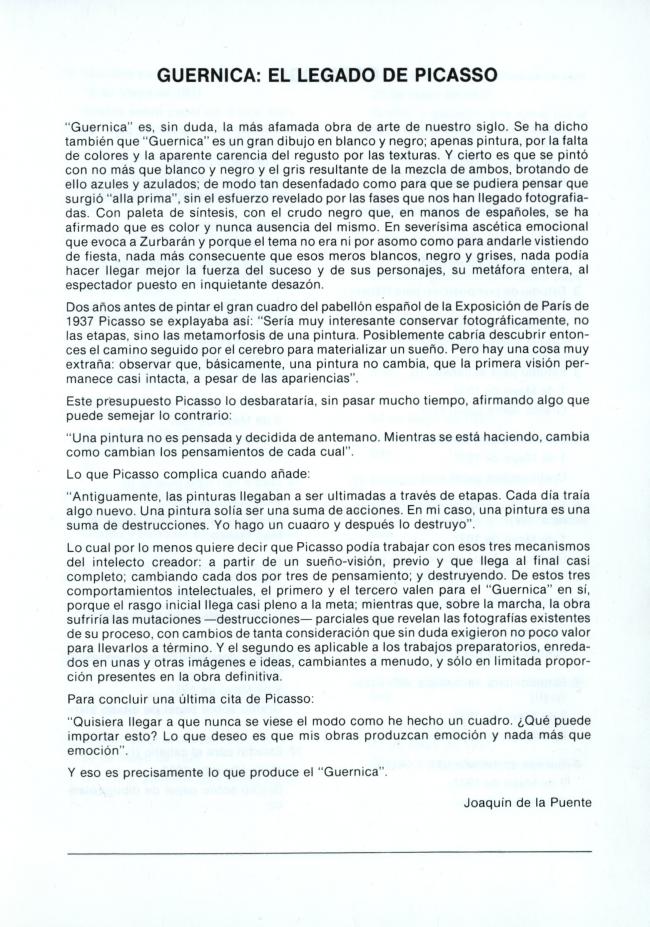 Catálogo de la exposición Guernica. Legado Picasso en León