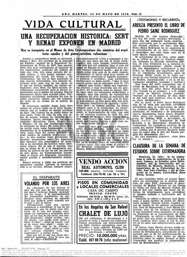 Una recuperación histórica: Sert y Renau exponen en Madrid