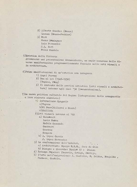 Extract from the index of the catalogue for the exhibition Vanguardia artística y realidad social en el estado español: 1963/1976