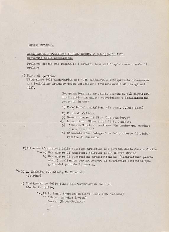 Extract from the index of the catalogue for the exhibition Vanguardia artística y realidad social en el estado español: 1963/1976