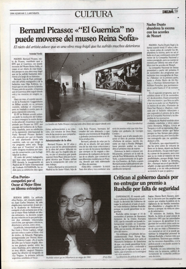 Bernard Picasso: Guernica cannot be moved from the Museo Reina Sofía