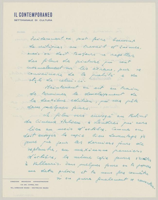 Carta de Antonello Trombadori a Pablo Picasso
