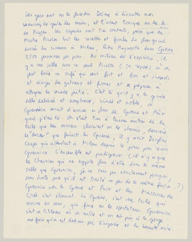 Carta de Claude Roy a Pablo Picasso del 12 de octubre de 1953