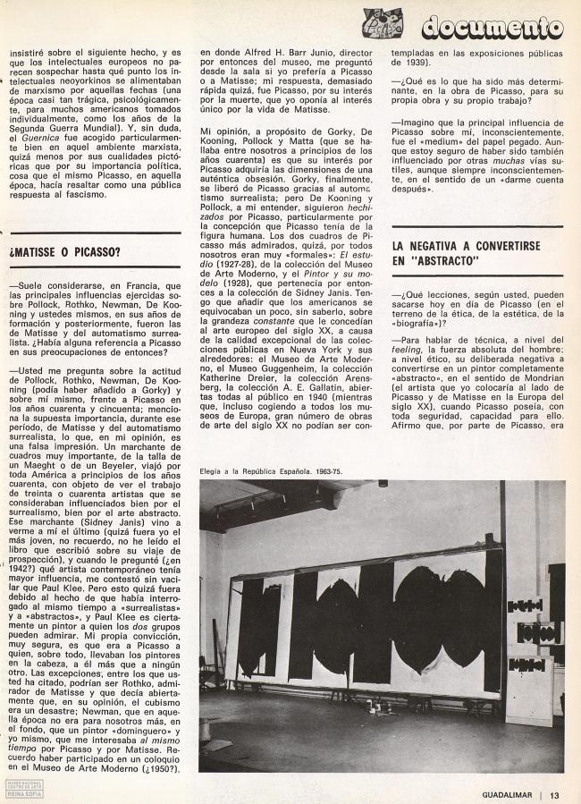 «Picasso», artículo aparecido en la revista Guadalimar