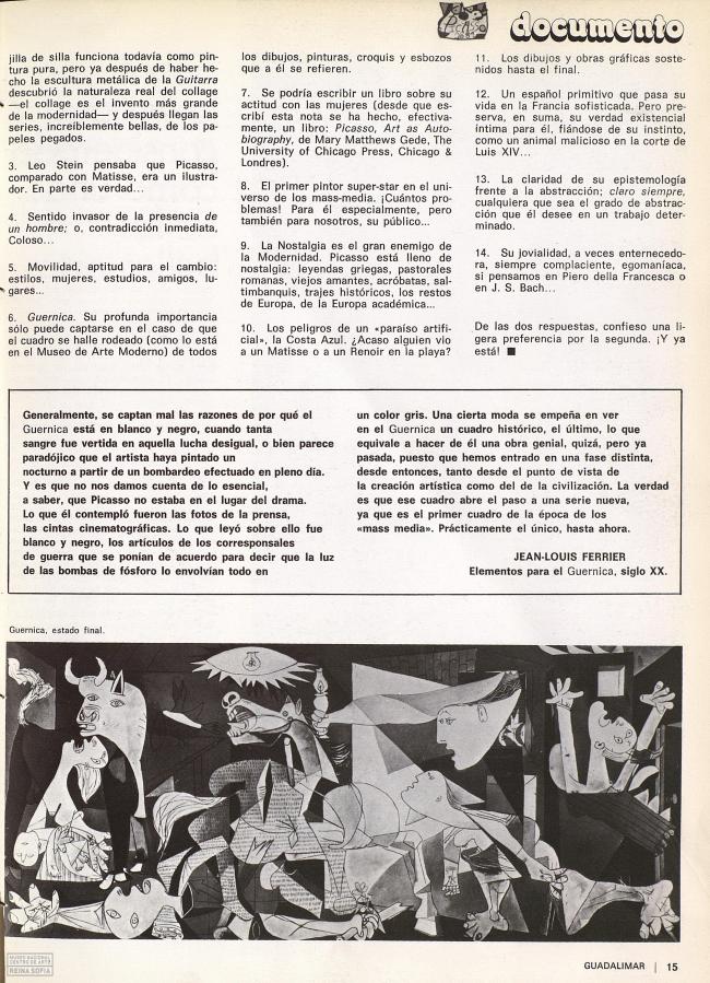 «Picasso», artículo aparecido en la revista Guadalimar