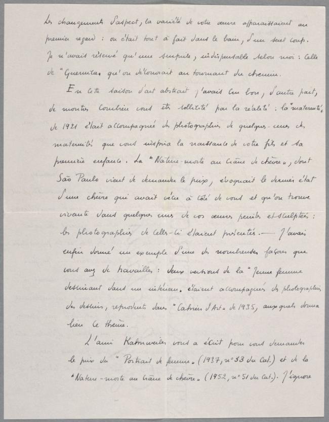 Carta de Maurice Jardot a Pablo Picasso del 23 de febrero de 1954