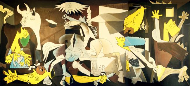 Guernica con personajes de la serie Los Simpson