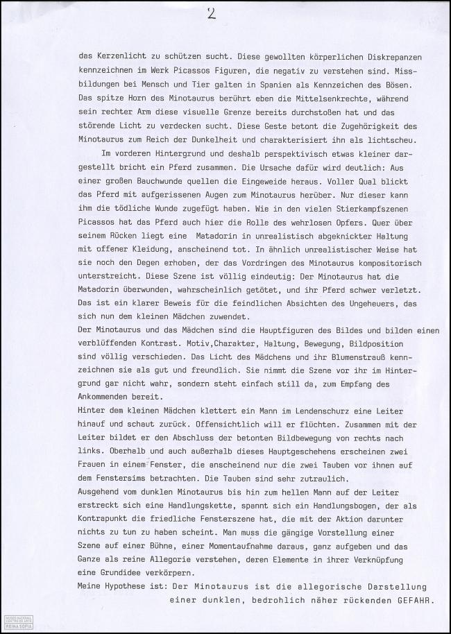 Carta de Eberhard Fisch al Museo Reina Sofía