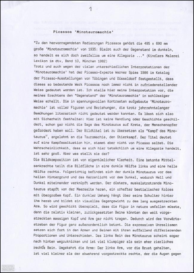 Carta de Eberhard Fisch al Museo Reina Sofía