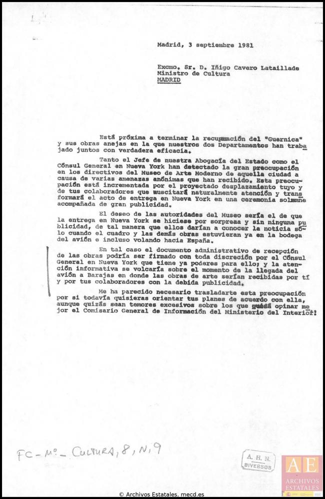 Carta a Íñigo Cavero