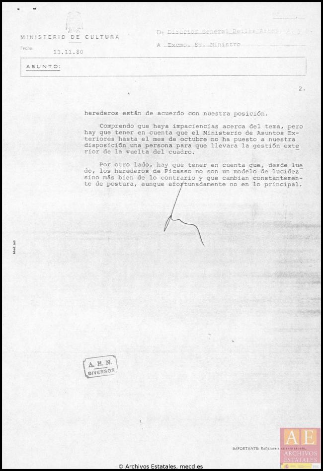 Carta de Javier Tusell a Íñigo Cavero del 13 de noviembre de 1980