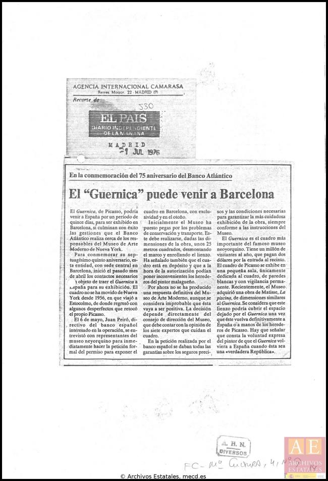 Archivo de prensa de Javier Tusell, director general de Bellas Artes