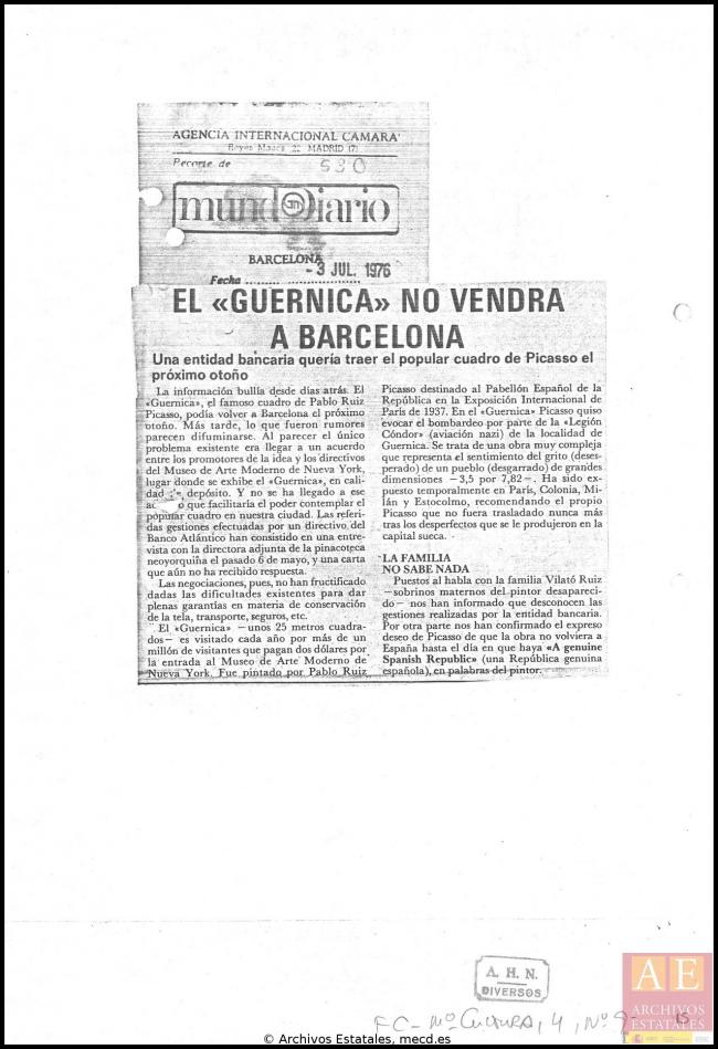 Archivo de prensa de Javier Tusell, director general de Bellas Artes