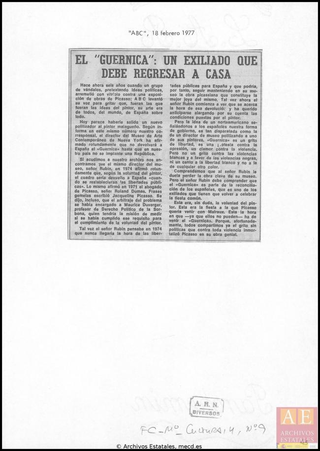 Archivo de prensa de Javier Tusell, director general de Bellas Artes