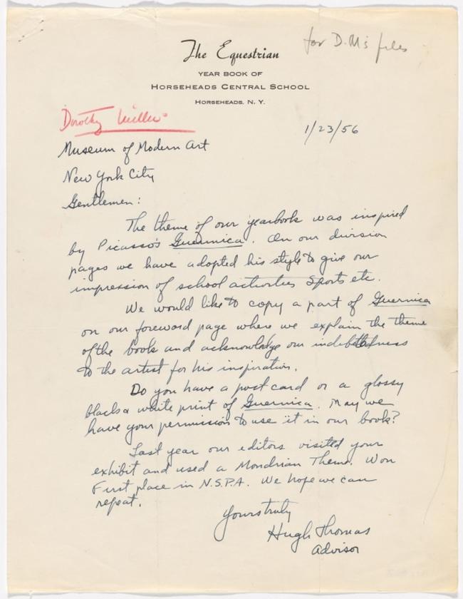Carta de Hugh Thomas a Alfred H. Barr Jr.