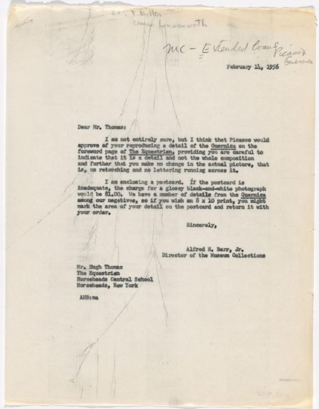 Carta de Alfred H. Barr Jr. a Hugh Thomas 