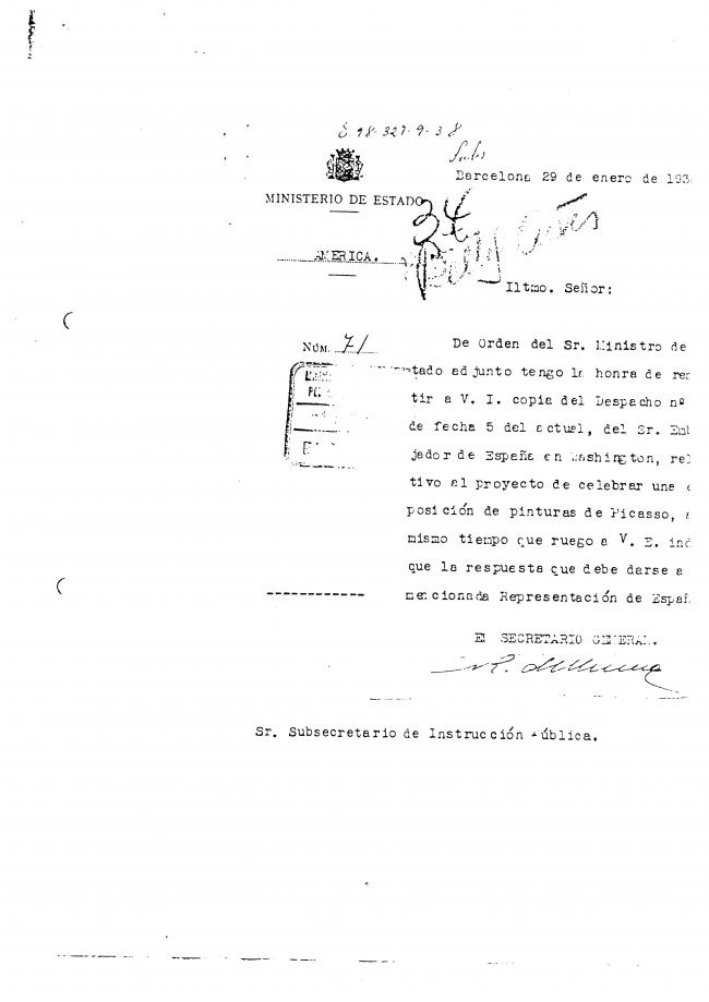 Correspondencia relativa a la organización de una exposición Guernica en Estados Unidos