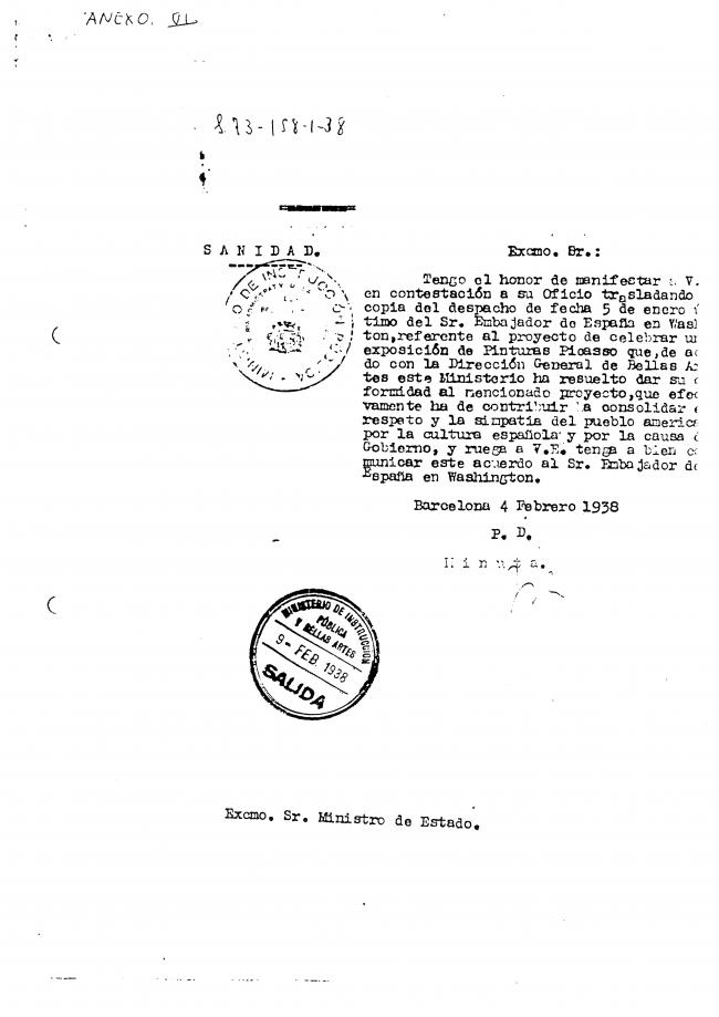 Correspondencia relativa a la organización de una exposición Guernica en Estados Unidos