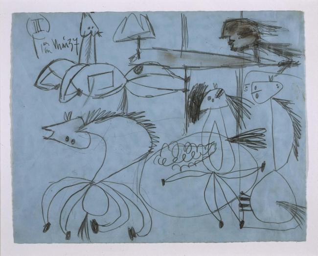 Estudio de composición (III). Dibujo preparatorio para «Guernica»