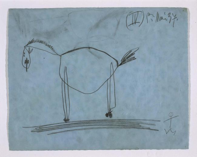 Estudio para el caballo (IV). Dibujo preparatorio para Guernica