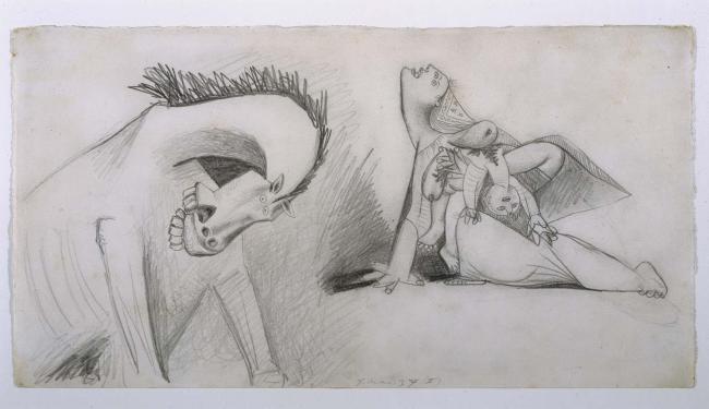 Horse and Mother with Dead Child. Sketch for Guernica