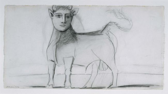 EN Toro con rostro humano. Dibujo preparatorio para «Guernica»