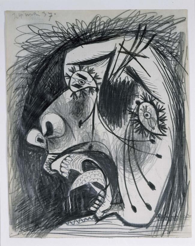 Estudio de cabeza llorando (II). Dibujo preparatorio para «Guernica»