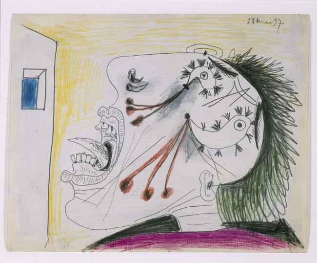 Cabeza llorando (II). Dibujo preparatorio para «Guernica»